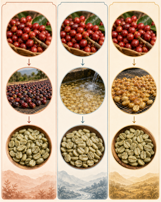 Diferencias entre café Natural, Lavado y Honey